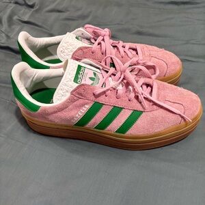 Adidas  Pink and Green Suede Sneakers